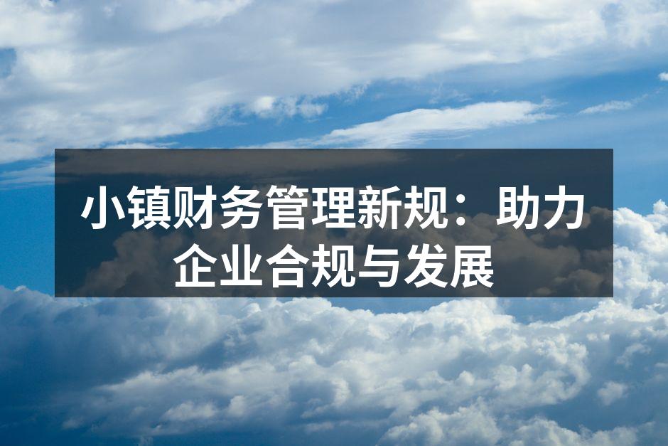 小镇财务管理新规：助力企业合规与发展